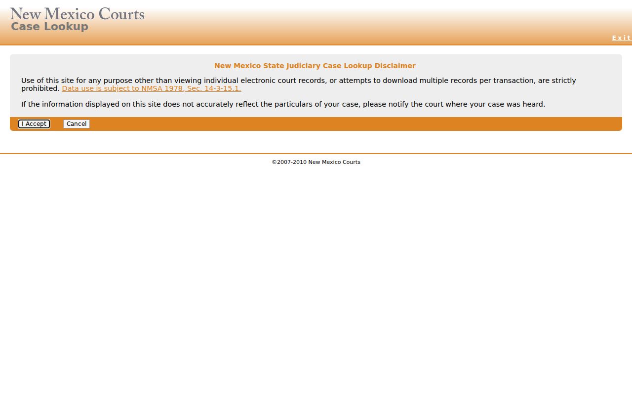 Grant County criminal court case search fields in New Mexico Case Lookup