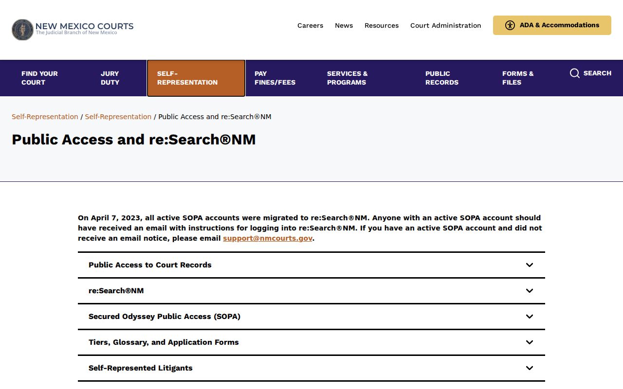 Grant County court case access options through SOPA and re Search NM
