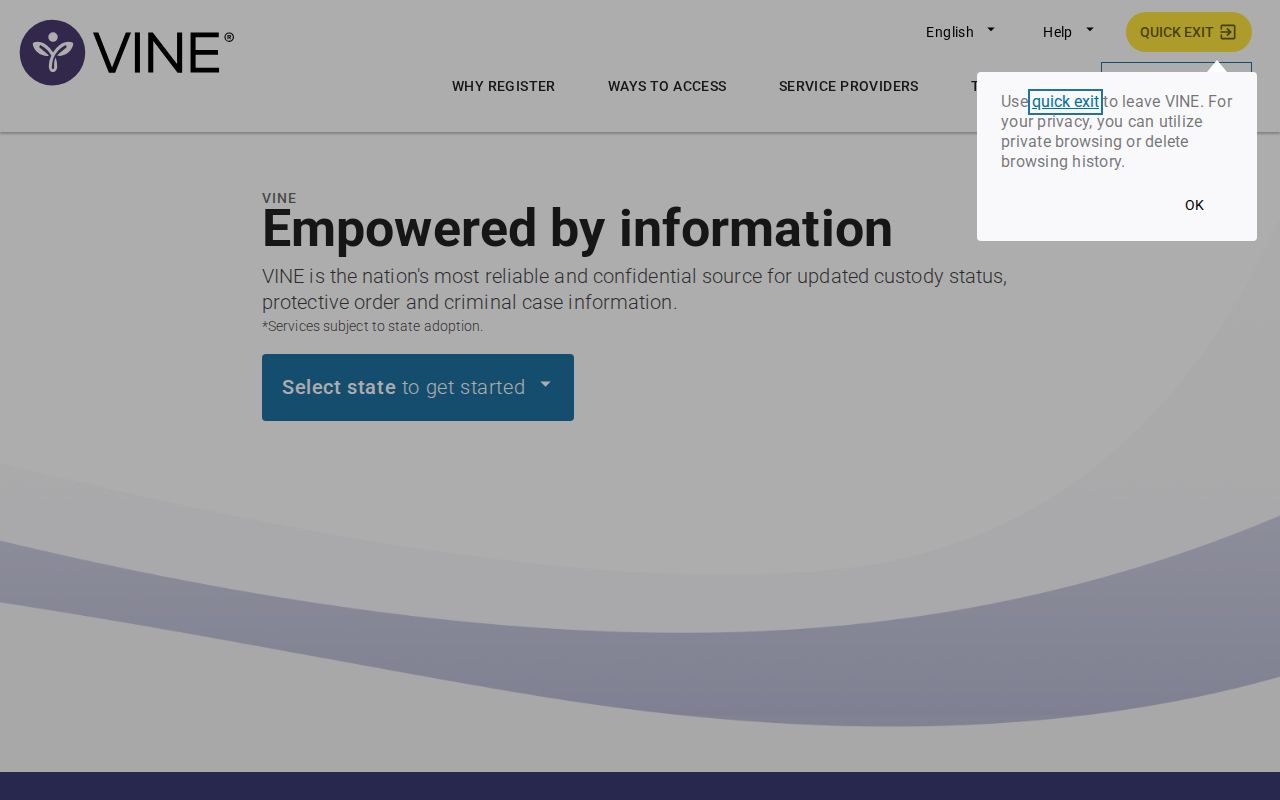 Grant County criminal history custody notification search