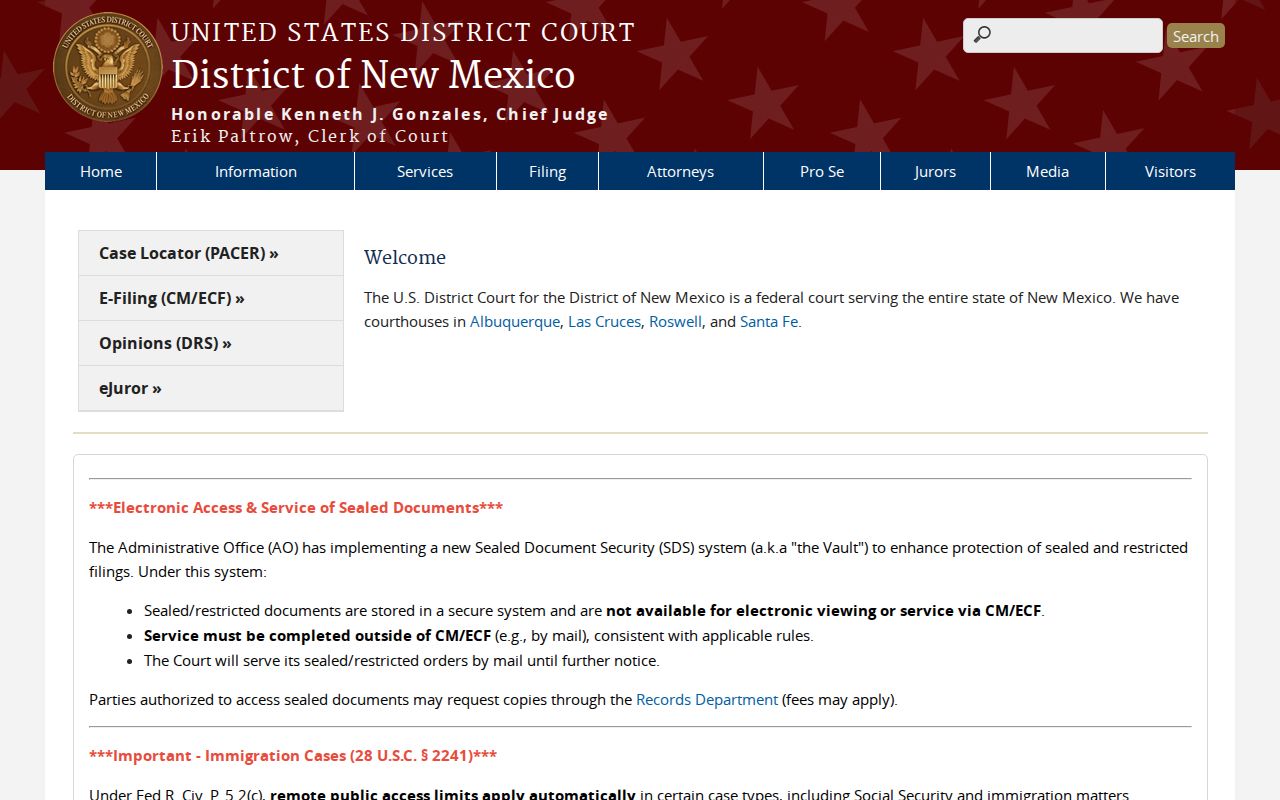 Santa Clara federal criminal records at the District of New Mexico