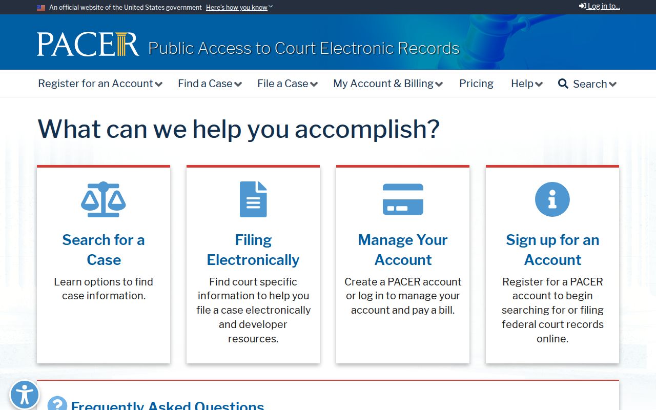 Santa Clara record check using the official PACER federal docket search
