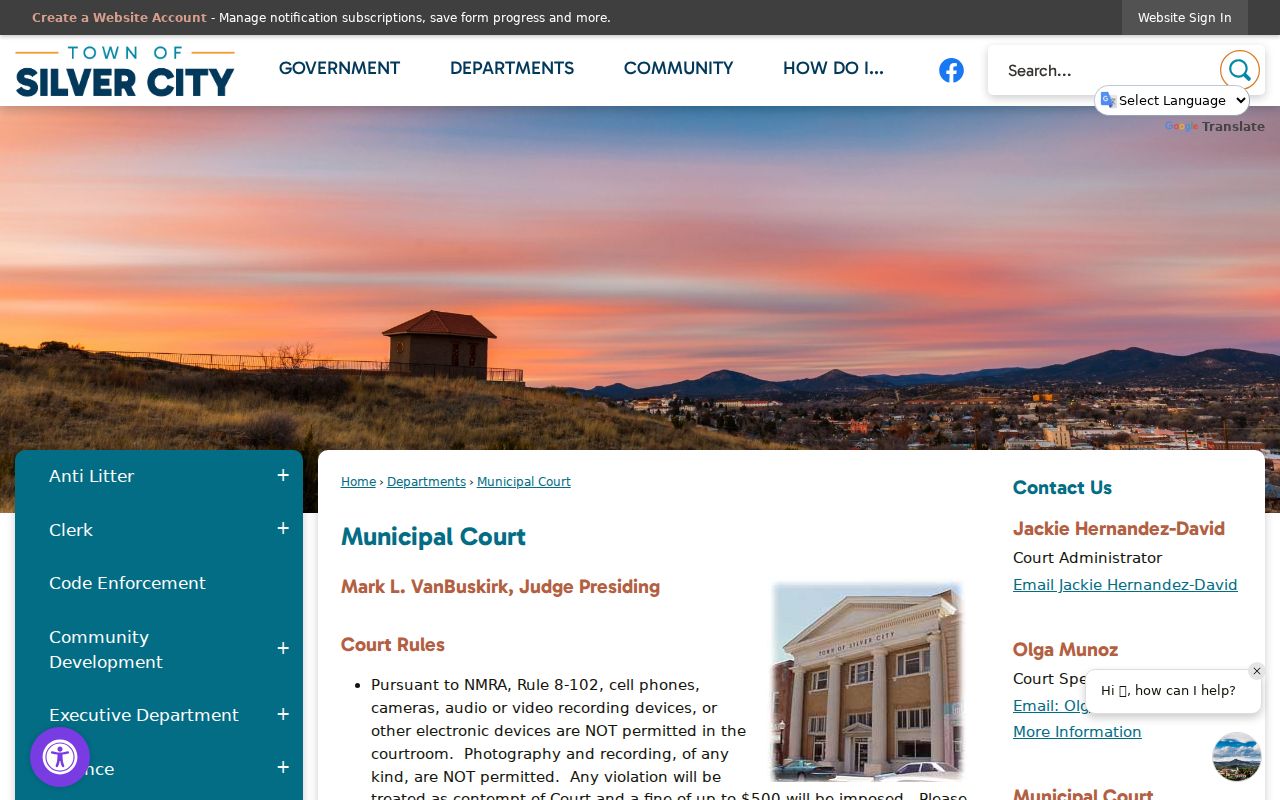Silver City Municipal Court criminal case record information