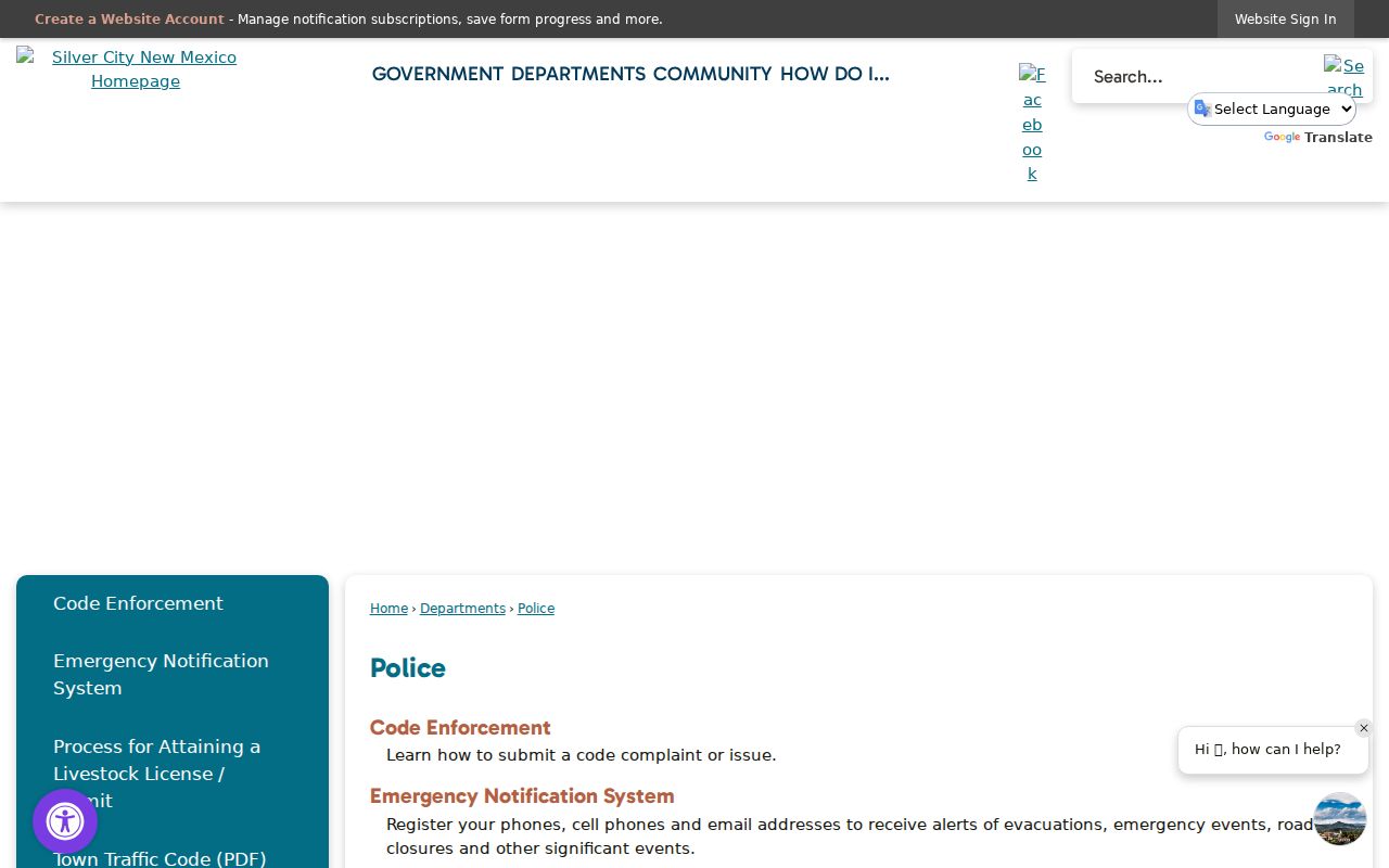 Silver City Police Department criminal and arrest record source